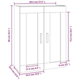 Wall Cabinet Black 69.5x32.5x90 cm Engineered Wood - Extra Image