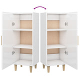 Sideboard High Gloss White 34.5x34x90 cm Engineered Wood - Close-Up Angle