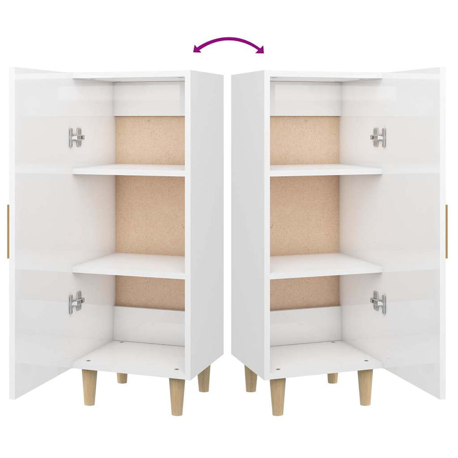 Sideboard High Gloss White 34.5x34x90 cm Engineered Wood
