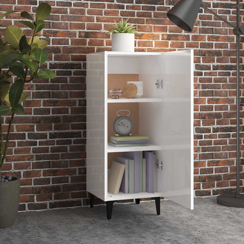 Sideboard High Gloss White 34.5x34x90 cm Engineered Wood