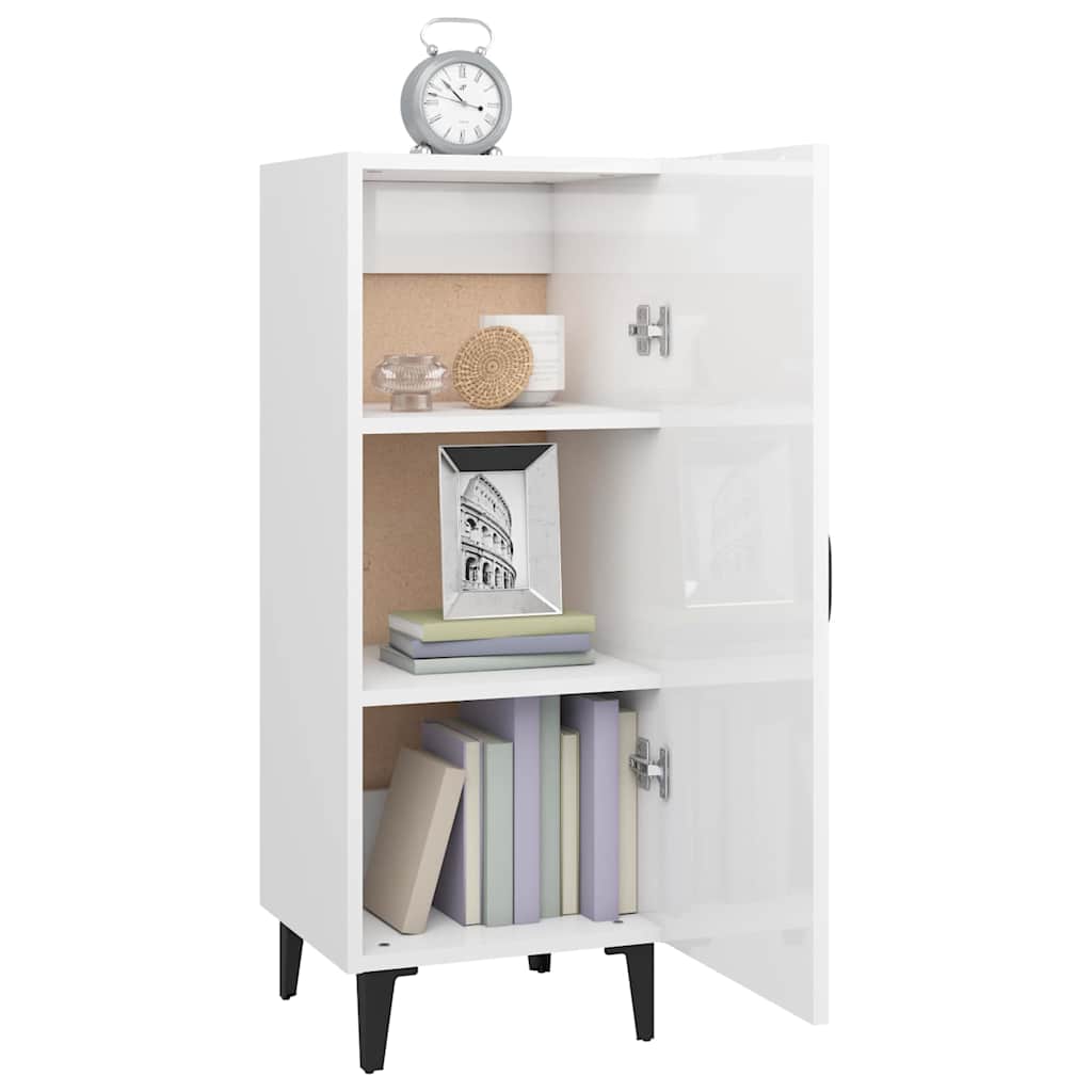 Sideboard High Gloss White 34.5x34x90 cm Engineered Wood