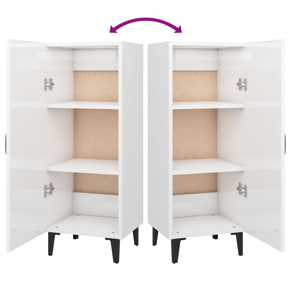 Sideboard High Gloss White 34.5x34x90 cm Engineered Wood