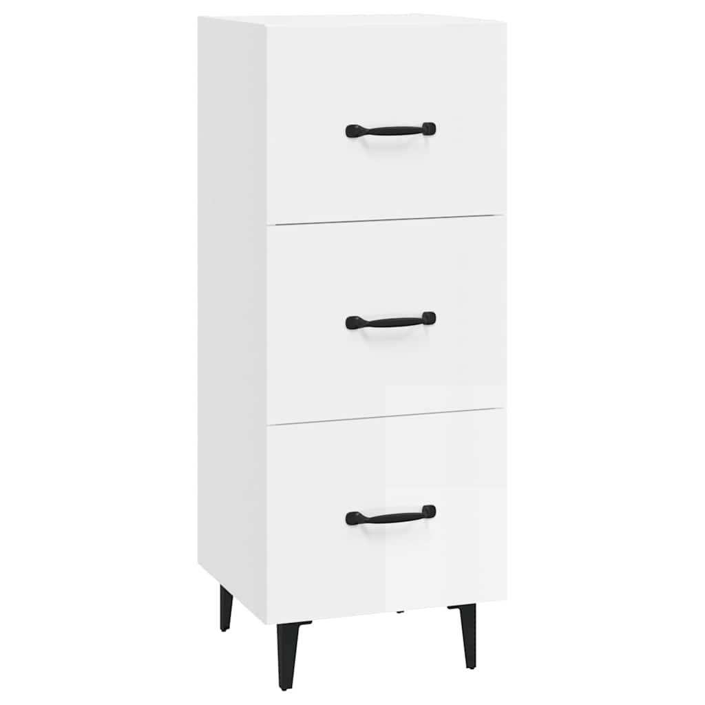 Sideboard High Gloss White 34.5x34x90 cm Engineered Wood