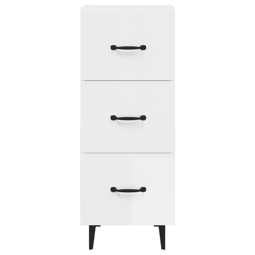 Sideboard High Gloss White 34.5x34x90 cm Engineered Wood