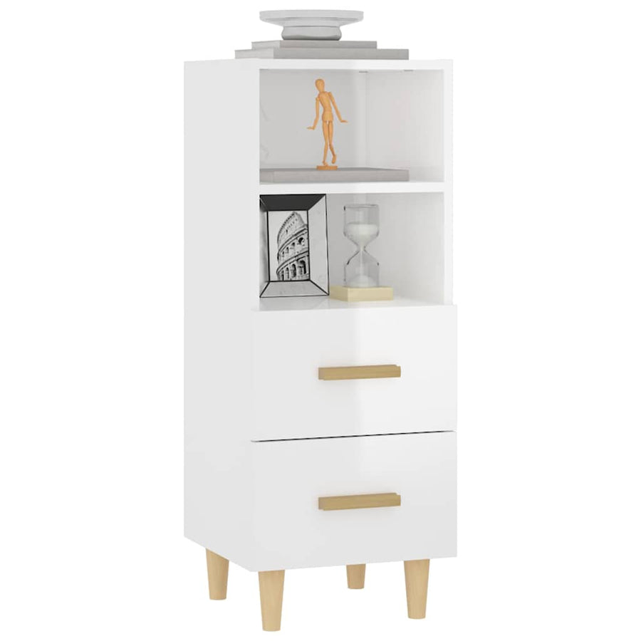 Sideboard High Gloss White 34.5x34x90 cm Engineered Wood