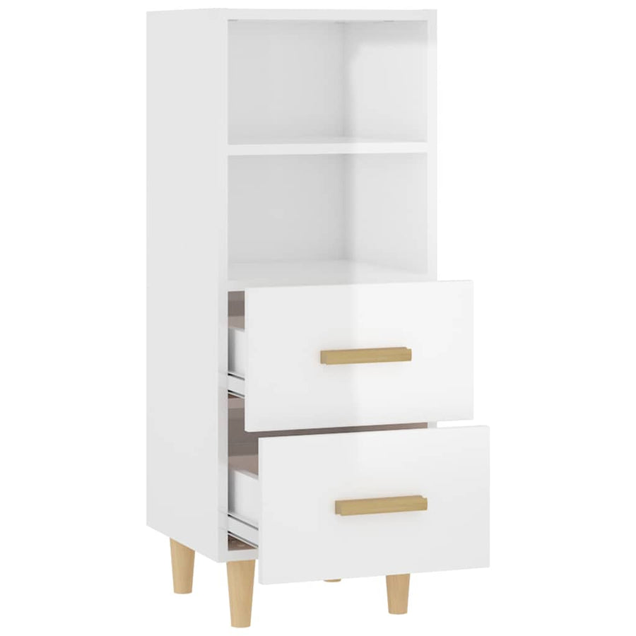 Sideboard High Gloss White 34.5x34x90 cm Engineered Wood