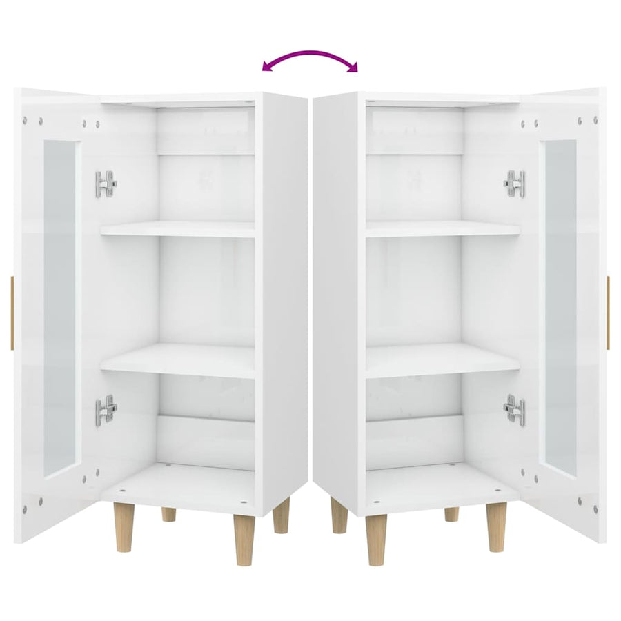 Sideboard High Gloss White 34.5x34x90 cm Engineered Wood