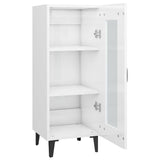 Sideboard High Gloss White 34.5x34x90 cm Engineered Wood - Close-Up Angle