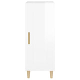 Sideboard High Gloss White 34.5x34x90 cm Engineered Wood - 45-Degree Angle
