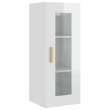 Hanging Wall Cabinet High Gloss White 34.5x34x90 cm - Front View
