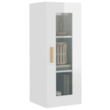 Hanging Wall Cabinet High Gloss White 34.5x34x90 cm - 45-Degree Angle