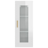 Hanging Wall Cabinet High Gloss White 34.5x34x90 cm - Close-Up Angle