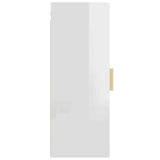 Hanging Wall Cabinet High Gloss White 34.5x34x90 cm - Low Angle