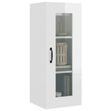 Hanging Wall Cabinet High Gloss White 34.5x34x90 cm - 45-Degree Angle