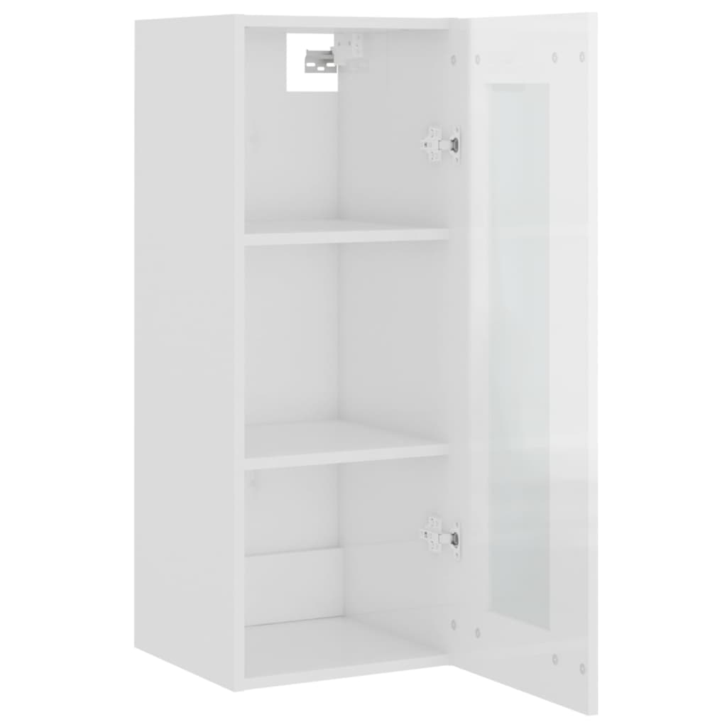 Hanging Wall Cabinet High Gloss White 34.5x34x90 cm