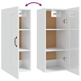 Hanging Cabinet High Gloss White 35x34x90 cm Engineered Wood - Low Angle
