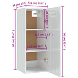 Hanging Cabinet High Gloss White 35x34x90 cm Engineered Wood - Extra Image