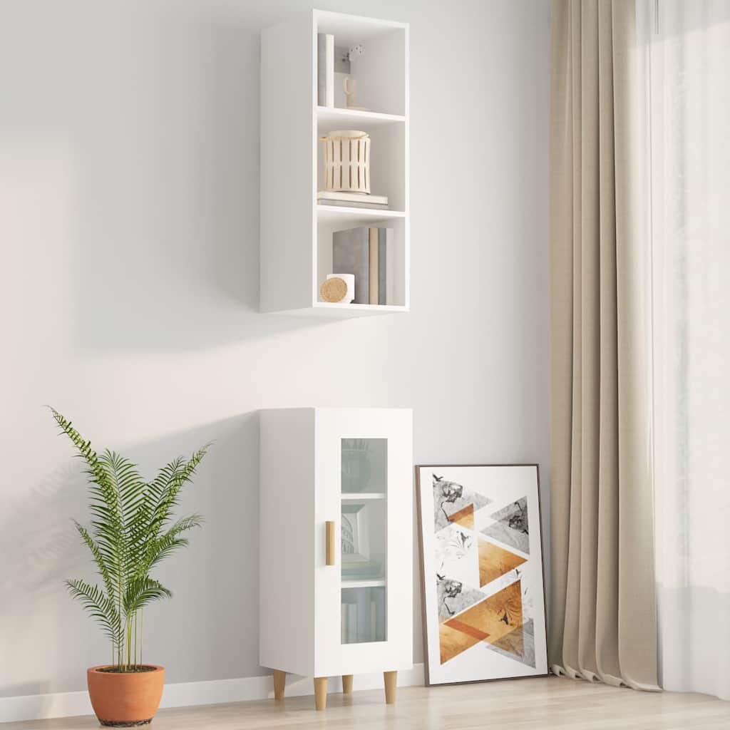 Wall Cabinet White 34,5x32,5x90 cm Engineered Wood