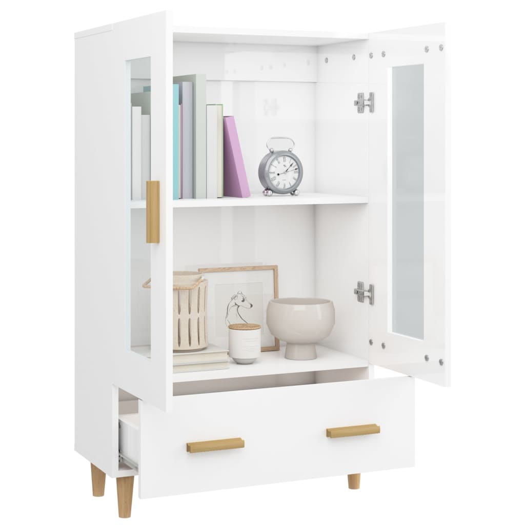 Highboard High Gloss White 70x31x115 cm Engineered Wood