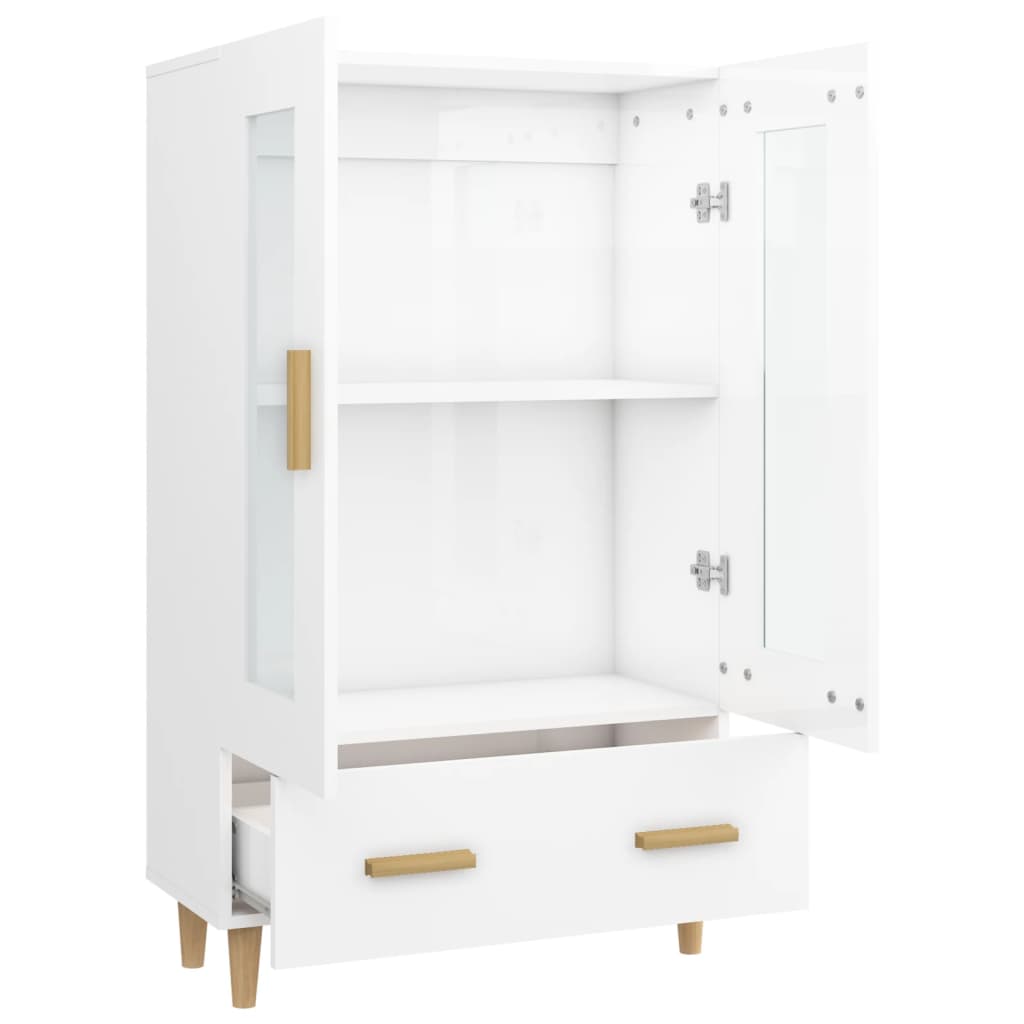 Highboard High Gloss White 70x31x115 cm Engineered Wood