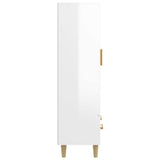 Highboard High Gloss White 70x31x115 cm Engineered Wood - Close-Up Angle