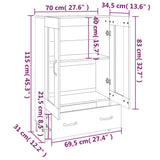 Highboard High Gloss White 70x31x115 cm Engineered Wood