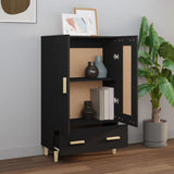 Highboard Black 70x31x115 cm Engineered Wood - Side View