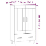 Highboard Black 70x31x115 cm Engineered Wood