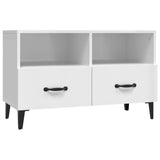 TV Cabinet High Gloss White 80x36x50 cm Engineered Wood - Front View