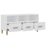 TV Cabinet White 102x36x50 cm Engineered Wood - Rear View