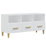 TV Cabinet High Gloss White 102x36x50 cm Engineered Wood - Front View