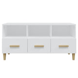 TV Cabinet High Gloss White 102x36x50 cm Engineered Wood - Rear View