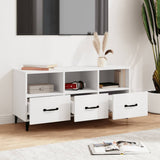 TV Cabinet White 102x35x50 cm Engineered Wood - Side View