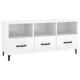 TV Cabinet High Gloss White 102x35x50 cm Engineered Wood - Front View