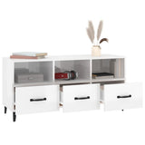 TV Cabinet High Gloss White 102x35x50 cm Engineered Wood - 45-Degree Angle