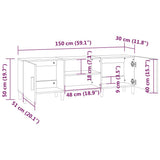 TV Cabinet Black 150x30x50 cm Engineered Wood - Low Angle