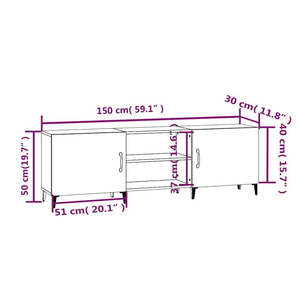 TV Cabinet White 150x30x50 cm Engineered Wood
