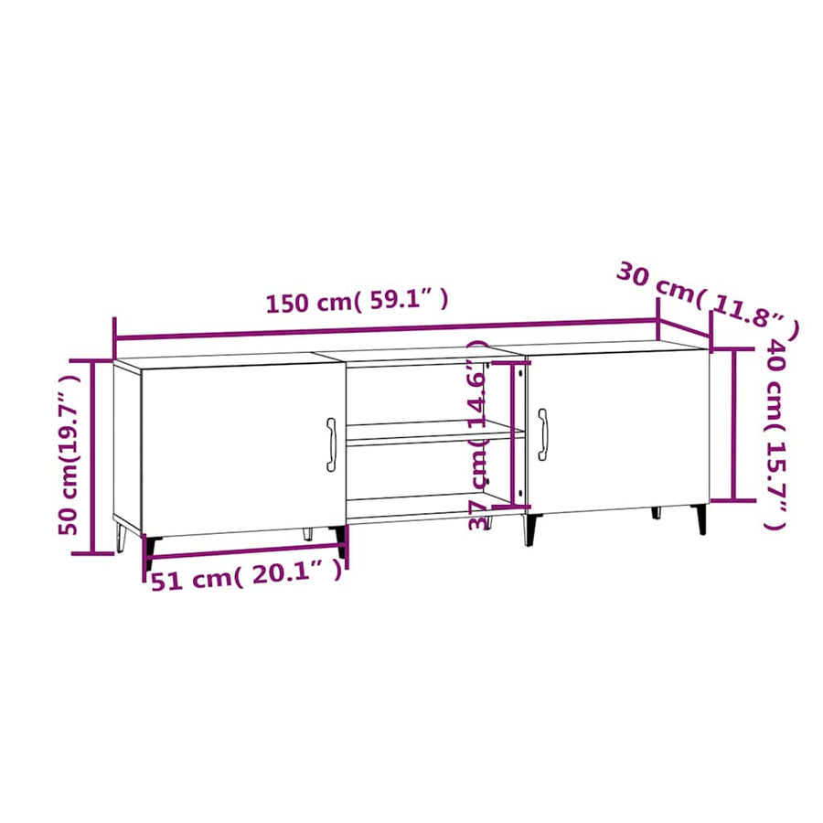 TV Cabinet White 150x30x50 cm Engineered Wood