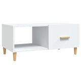 Coffee Table White 89.5x50x40 cm Engineered Wood - Front View