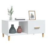 Coffee Table White 89.5x50x40 cm Engineered Wood - Top-Down View