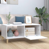 Coffee Table High Gloss White 89.5x50x40 cm Engineered Wood - Side View