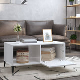 Coffee Table High Gloss White 90x50x40 cm Engineered Wood - Side View