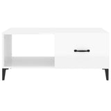 Coffee Table High Gloss White 90x50x40 cm Engineered Wood - Rear View