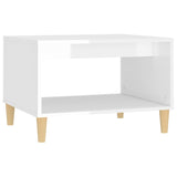 Coffee Table High Gloss White 60x50x40 cm Engineered Wood - Front View