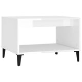 Coffee Table High Gloss White 60x50x40 cm Engineered Wood - Front View