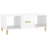 Coffee Table High Gloss White 102x50x40 cm Engineered Wood - Front View