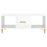 Coffee Table High Gloss White 102x50x40 cm Engineered Wood - Side View