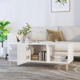 Coffee Table High Gloss White 102x50x40 cm Engineered Wood - Rear View