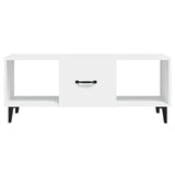 Coffee Table White 102x50x40 cm Engineered Wood - 45-Degree Angle