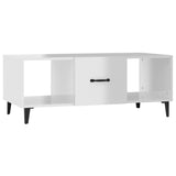 Coffee Table High Gloss White 102x50x40 cm Engineered Wood - Front View